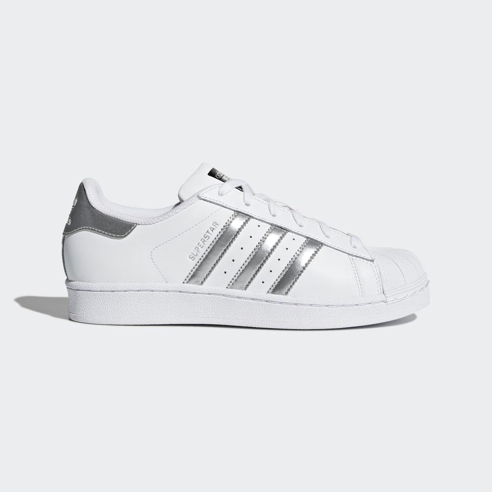 Adidas Women's Superstar Shell Toe Originals Shoes White/Silver Metal/Black Ireland AQ3091